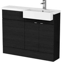 Hudson Reed Fusion 1100Mm Rh Combination Unit With Square Semi Recess Basin - Black Woodgrain, Black