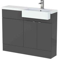 Hudson Reed Fusion 1100Mm Rh Combination Unit With Square Semi Recess Basin - Gloss Grey, Grey