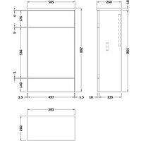 Hudson Reed Fusion 500 Wc Unit 255Mm Deep - Black Woodgrain, Black