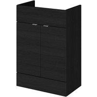 Hudson Reed 600Mm Vanity Unit - Black Woodgrain, Black
