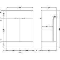 Hudson Reed 600Mm Vanity Unit - Gloss Grey Mist, Grey