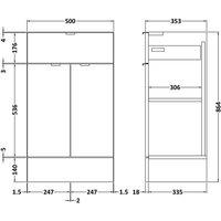 Hudson Reed Fusion 500Mm Drawer Lined Unit - Gloss Grey Mist, Grey