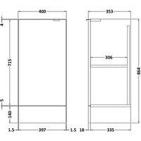 Hudson Reed Fusion 400Mm Base Unit - Gloss Grey Mist, Grey