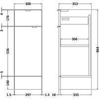 Hudson Reed Fusion 300Mm Drawer Lined Unit - Gloss Grey Mist, Grey