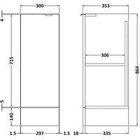 Hudson Reed Fusion 300Mm Base Unit - Gloss Grey Mist, Grey