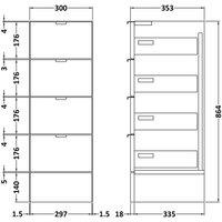 Hudson Reed Fusion 300Mm Drawer Unit - Gloss Grey Mist, Grey