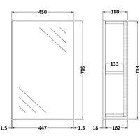 Hudson Reed Fusion 450Mm Mirror Cabinet - Gloss Grey Mist
