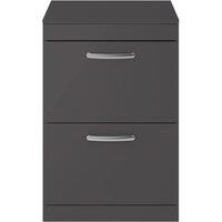 Nuie Athena 600 Floor Standing 2-drawer Vanity & Worktop - Gloss Grey, Grey