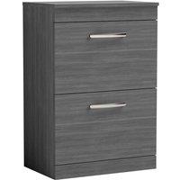 Nuie Athena 600 Floor Standing 2-drawer Vanity & Worktop - Grey Woodgrain, Grey