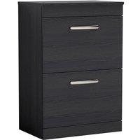 Nuie Athena 600 Floor Standing 2-drawer Vanity & Worktop - Black Woodgrain, Black