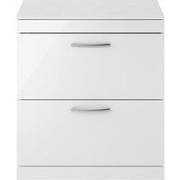 Nuie Athena 800 Floor Standing 2-drawer Vanity & Worktop - Gloss White, White
