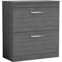Nuie Athena 800 Floor Standing 2-drawer Vanity & Worktop - Grey Woodgrain, Grey