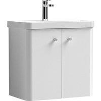 Nuie Core 600 Wall Hung 2-door Unit & Basin - Gloss White, White