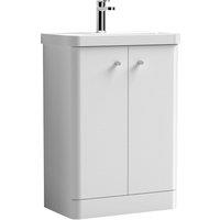 Nuie Core 600 Floor Standing 2-door Unit & Basin - Gloss White, White