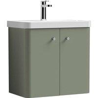 Nuie Core 600 Wall Hung 2-door Unit & Basin - Satin Green, Green