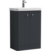 Nuie Core 600 Floor Standing 2-door Unit & Basin - Satin Anthracite, Grey
