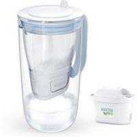 BRITA Glass Water Filter Jug Light Blue (2.5L) incl. 1x MAXTRA PRO All-in-1 Water Filter Cartridge, Clear