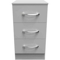 Welcome Furniture Ready Assembled Avon 3 Drawer Bedside Cabinet In Dusk Grey, Grey