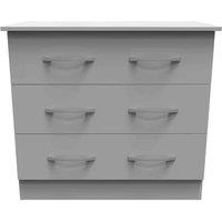 Welcome Furniture Ready Assembled Avon 3 Drawer Chest In Dusk Grey, Grey