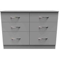 Welcome Furniture Ready Assembled Avon 6 Drawer Wide Chest In Dusk Grey, Grey