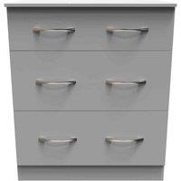 Welcome Furniture Ready Assembled Avon 3 Drawer Deep Chest In Dusk Grey, Grey