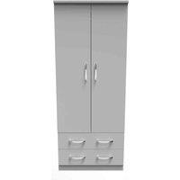 Welcome Furniture Ready Assembled Avon 2 Door 2 Drawer Wardrobe In Dusk Grey, Grey