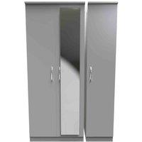 Welcome Furniture Ready Assembled Avon Triple Mirror Wardrobe In Dusk Grey, Grey