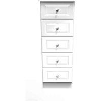 Welcome Furniture Ready Assembled Balmoral 5 Drawer Tallboy In White Gloss, White