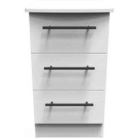 Welcome Furniture Ready Assembled Beverley 3 Drawer Bedside Cabinet In White Ash, White