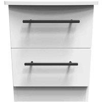 Welcome Furniture Ready Assembled Beverley 2 Drawer Bedside Cabinet In White Ash, White