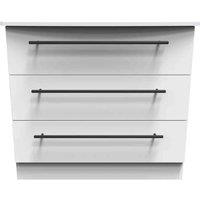 Welcome Furniture Ready Assembled Beverley 3 Drawer Chest In White Ash, White