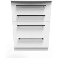 Welcome Furniture Ready Assembled Beverley 4 Drawer Deep Chest In White Ash, White