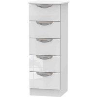 Welcome Furniture Ready Assembled Camden 5 Drawer Tallboy In White Gloss, White