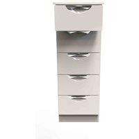 Welcome Furniture Ready Assembled Camden 5 Drawer Tallboy In Kashmir Gloss, Brown