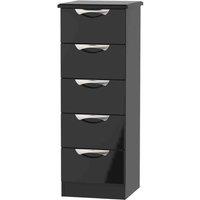 Welcome Furniture Ready Assembled Camden 5 Drawer Tallboy In Black Gloss, Black