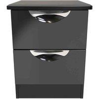 Welcome Furniture Ready Assembled Camden 2 Drawer Bedside Cabinet In Black Gloss, Black