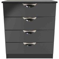 Welcome Furniture Ready Assembled Camden 4 Drawer Chest In Black Gloss, Black