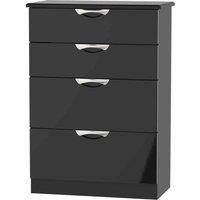 Welcome Furniture Ready Assembled Camden 4 Drawer Deep Chest In Black Gloss, Black