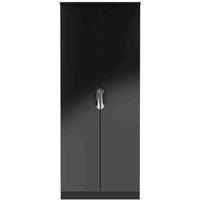 Welcome Furniture Ready Assembled Camden 2 Door Wardrobe In Black Gloss, Black