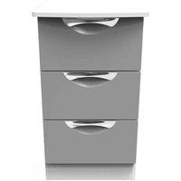 Welcome Furniture Ready Assembled Camden 3 Drawer Bedside Cabinet In Dusk Grey & White, Grey