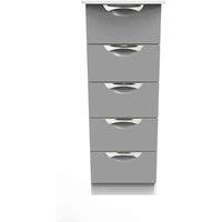 Welcome Furniture Ready Assembled Camden 5 Drawer Tallboy In Dusk Grey & White, Grey