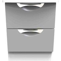 Welcome Furniture Ready Assembled Camden 2 Drawer Bedside Cabinet In Dusk Grey & White, Grey