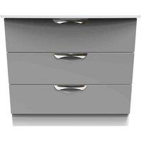 Welcome Furniture Ready Assembled Camden 3 Drawer Chest In Dusk Grey & White, Grey