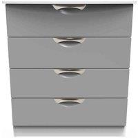 Welcome Furniture Ready Assembled Camden 4 Drawer Chest In Dusk Grey & White, Grey
