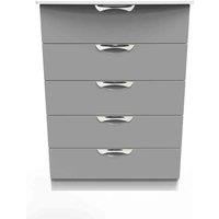 Welcome Furniture Ready Assembled Camden 5 Drawer Chest In Dusk Grey & White, Grey