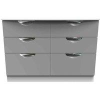 Welcome Furniture Ready Assembled Camden 6 Drawer Wide Chest In Dusk Grey & White, Grey