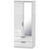 Welcome Furniture Ready Assembled Camden 2 Door 2 Drawer Mirrored Robe In White Gloss, White
