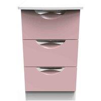 Welcome Furniture Ready Assembled Camden 3 Drawer Bedside In Kobe Pink & White, Pink