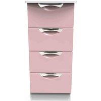 Welcome Furniture Ready Assembled Camden 4 Drawer Tallboy In Kobe Pink & White, Pink