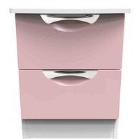 Welcome Furniture Ready Assembled Camden 2 Drawer Bedside In Kobe Pink & White, Pink